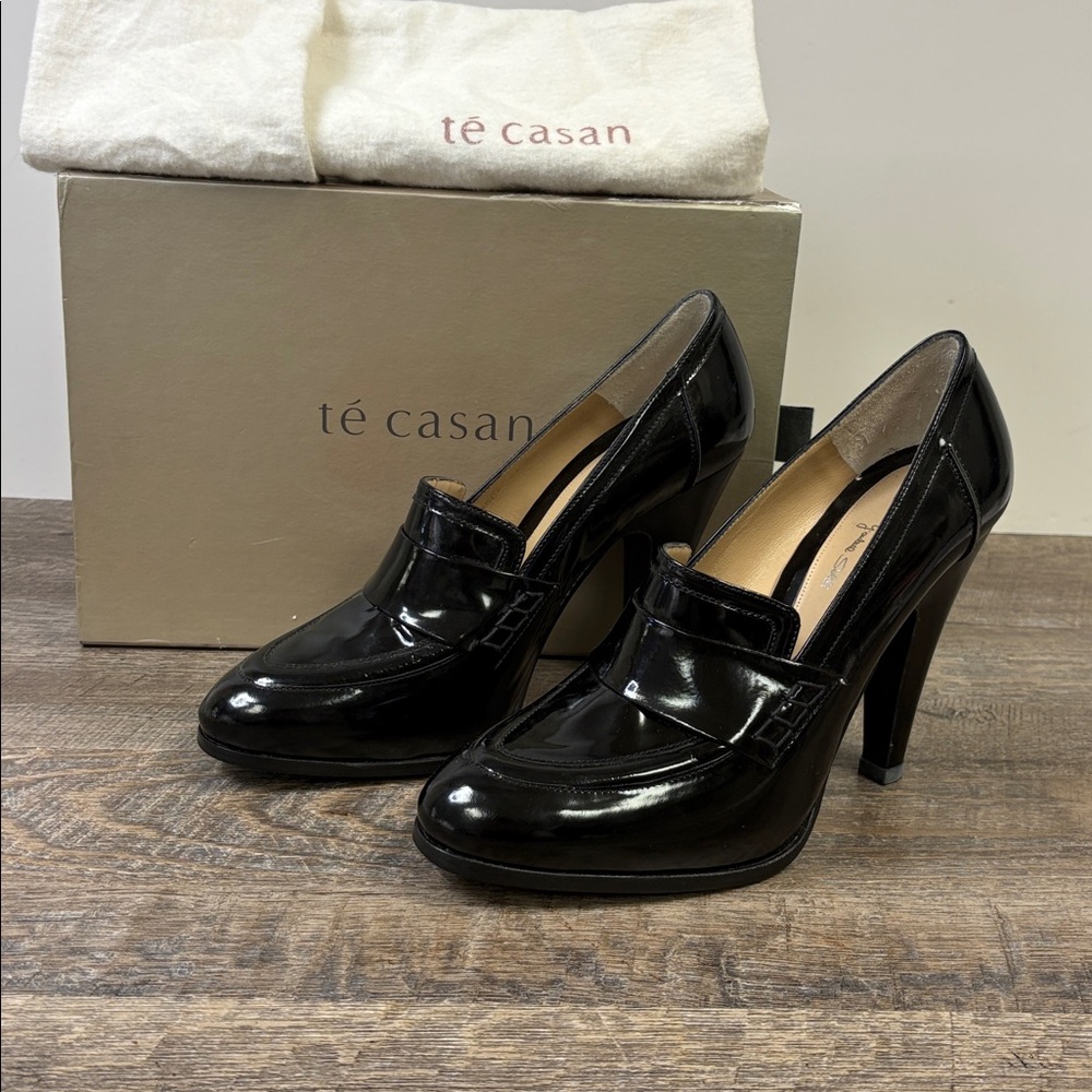 Té Casan “Gilbert Calf” Black Patent Leather Heels – Size 39 – Made in Italy